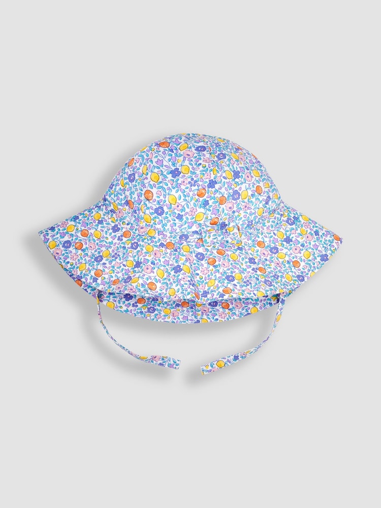 JoJo Maman Bébé Lilac Purple Lemon Ditsy Floral Floppy Sun Hat - Image 2 of 4