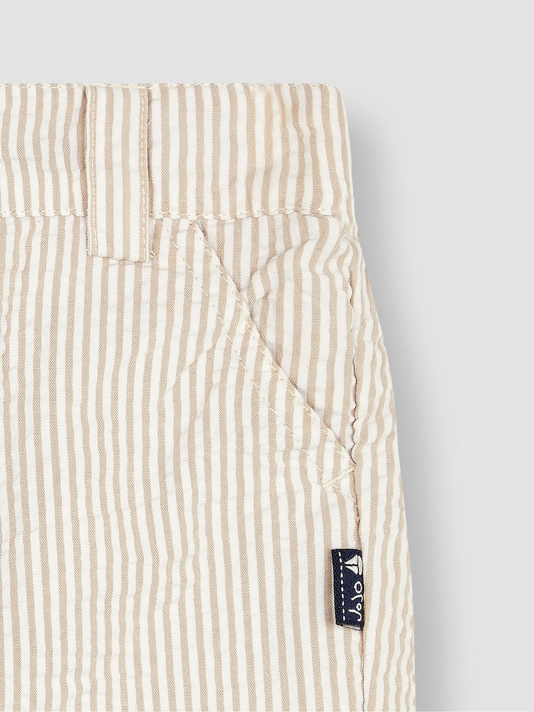 JoJo Maman Bébé Natural Seersucker Stripe Shorts - Image 2 of 4