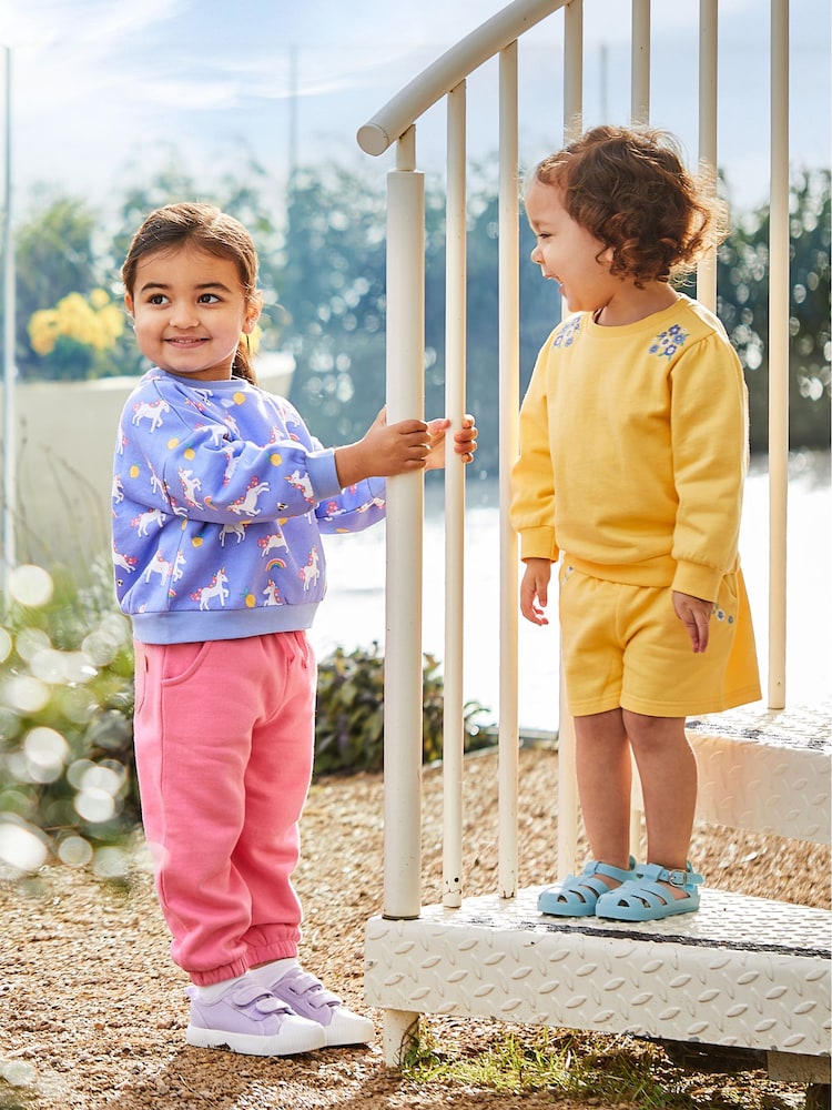 JoJo Maman Bébé Lilac 2-Piece Unicorn Sweatshirt & Joggers Set - Image 1 of 5