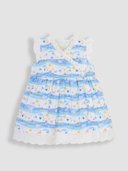 JoJo Maman Bébé Blue Seaside Scene Wrap Baby Dress - Image 2 of 4