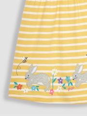 JoJo Maman Bébé Yellow Bunny Stripe Appliqué Button Front Jersey Dress - Image 4 of 5