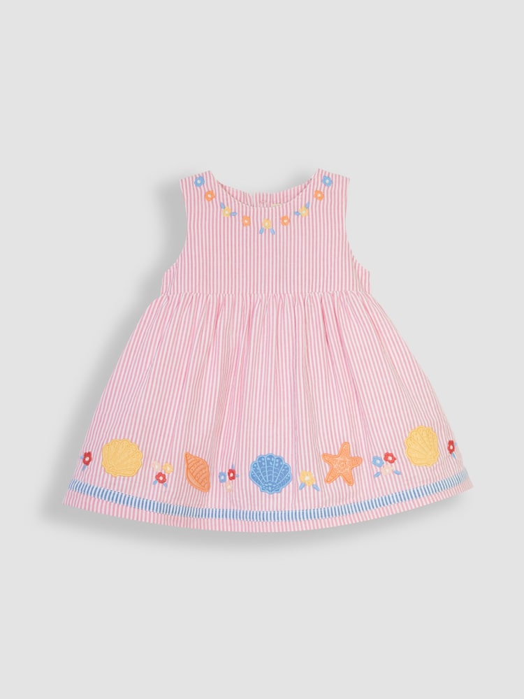 JoJo Maman Bébé Pink Seashell Appliqué Sailor Baby Dress - Image 2 of 4