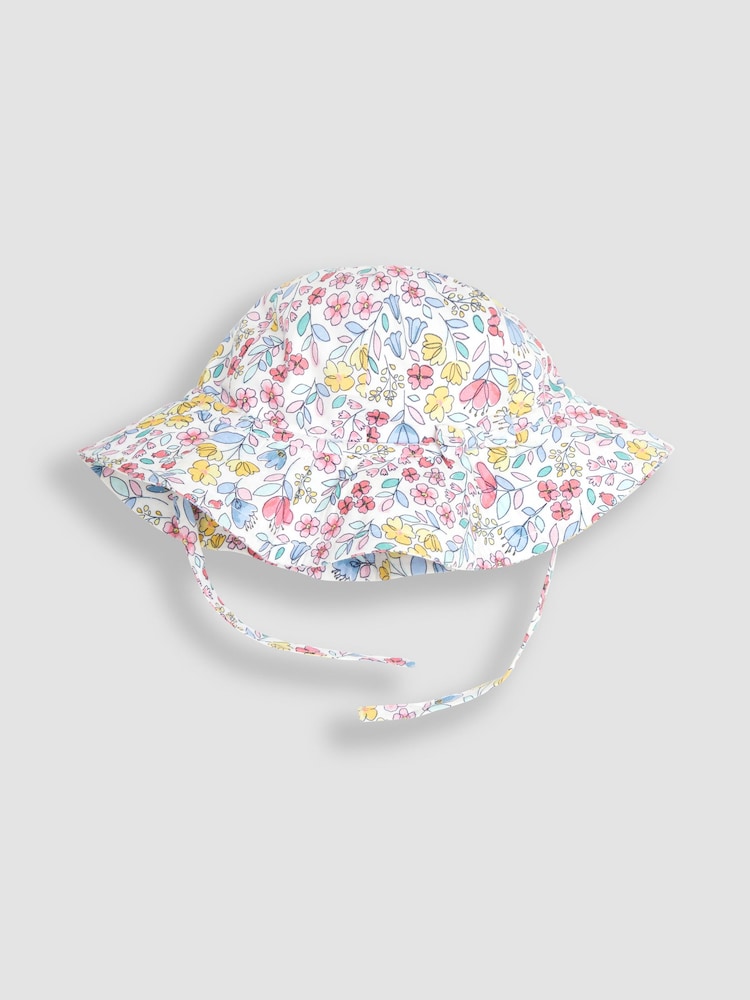 JoJo Maman Bébé Pink Meadow Floral Floppy Sun Hat - Image 1 of 2