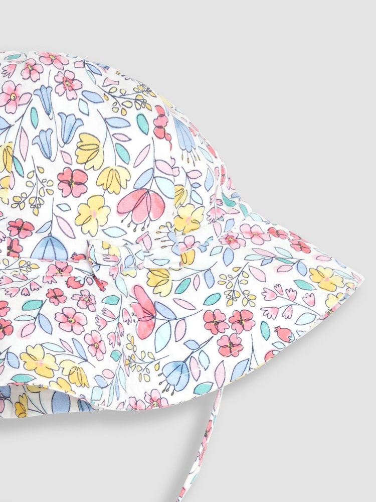 JoJo Maman Bébé Pink Meadow Floral Floppy Sun Hat - Image 2 of 2