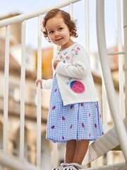 JoJo Maman Bébé Blue Ladybird Gingham Embroidered Summer Dress - Image 1 of 5
