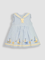 JoJo Maman Bébé Blue Boat Appliqué Sailor Baby Dress - Image 3 of 6