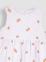 JoJo Maman Bébé Lilac Orange Stripe Embroidered Summer Dress - Image 2 of 3