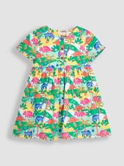 JoJo Maman Bébé Multi Dinosaur Button Front Pet In Pocket Summer Dress - Image 2 of 5