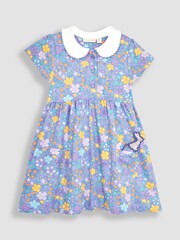 JoJo Maman Bébé Lilac Purple Floral Peter Pan Pet In Pocket Jersey Dress - Image 1 of 3