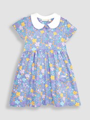 JoJo Maman Bébé Lilac Purple Floral Peter Pan Pet In Pocket Jersey Dress - Image 2 of 3