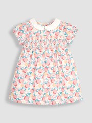 JoJo Maman Bébé White Pretty Peach Smocked Baby Dress - Image 2 of 4
