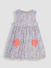 JoJo Maman Bébé Blue Seaside Ditsy Floral Novelty Pocket Dress - Image 1 of 3