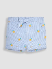 JoJo Maman Bébé Blue Lemon Embroidered Seersucker Pretty Shorts - Image 2 of 4
