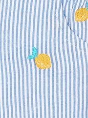 JoJo Maman Bébé Blue Lemon Embroidered Seersucker Pretty Shorts - Image 4 of 4