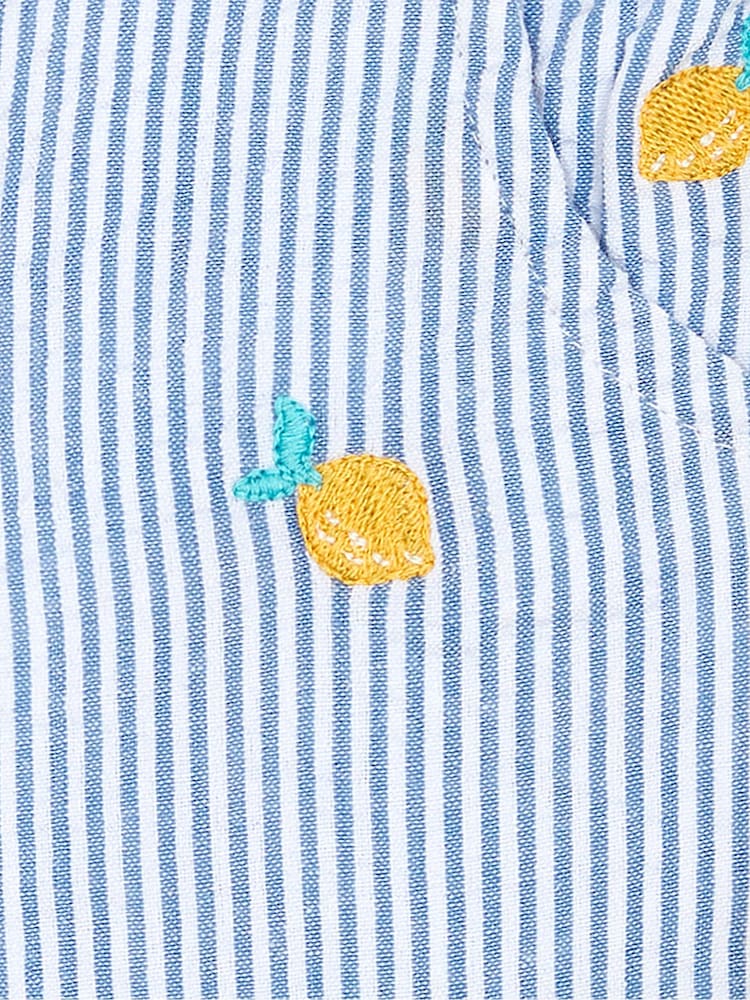 JoJo Maman Bébé Blue Lemon Embroidered Seersucker Pretty Shorts - Image 4 of 4