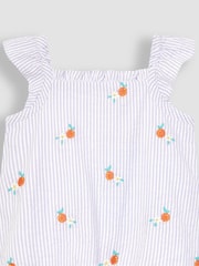 JoJo Maman Bébé Lilac Purple Orange Embroidered Seersucker Sunsuit - Image 3 of 3