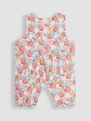 JoJo Maman Bébé Pink Pretty Peach Floral Dungarees - Image 1 of 3