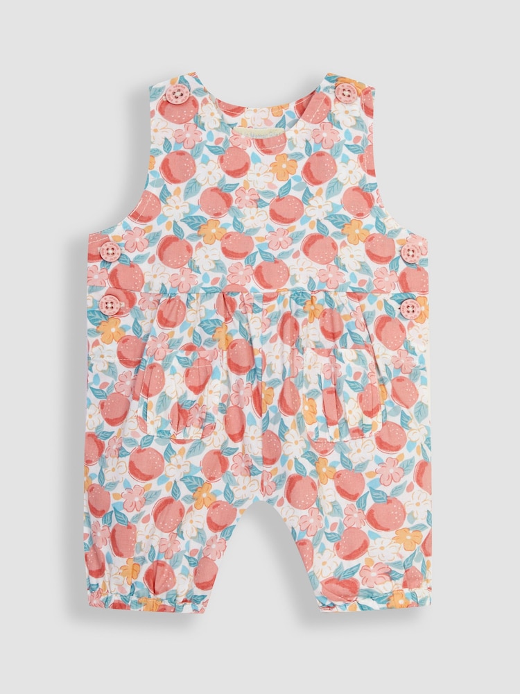 JoJo Maman Bébé Pink Pretty Peach Floral Dungarees - Image 1 of 3