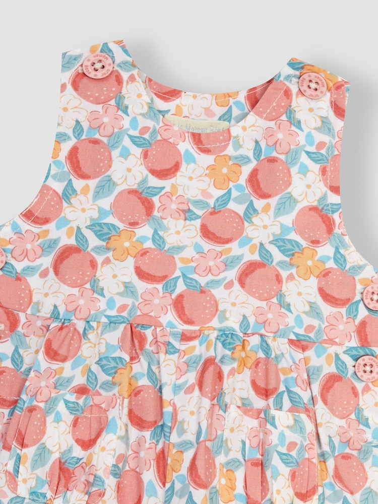 JoJo Maman Bébé Pink Pretty Peach Floral Dungarees - Image 3 of 3