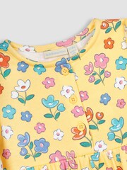 JoJo Maman Bébé Yellow Floral Button Front Sweat Jersey Dress - Image 2 of 3