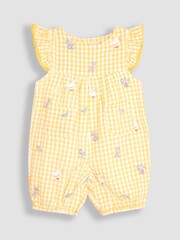 JoJo Maman Bébé Yellow Gingham Duck Embroidered Pretty Sunsuit - Image 2 of 4