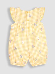 JoJo Maman Bébé Yellow Gingham Duck Embroidered Pretty Sunsuit - Image 3 of 4