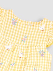 JoJo Maman Bébé Yellow Gingham Duck Embroidered Pretty Sunsuit - Image 4 of 4