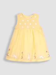 JoJo Maman Bébé Yellow Bunny Floral Embroidered Smocked Baby Dress - Image 2 of 5