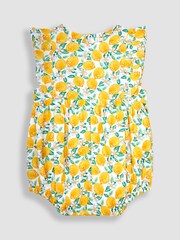 JoJo Maman Bébé Yellow Lemon Bloom Floral Bubble Romper - Image 1 of 3
