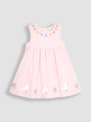 JoJo Maman Bébé Pink Duck Embroidered Baby Dress - Image 2 of 4