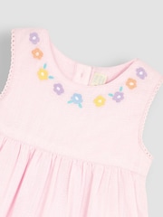 JoJo Maman Bébé Pink Duck Embroidered Baby Dress - Image 3 of 4