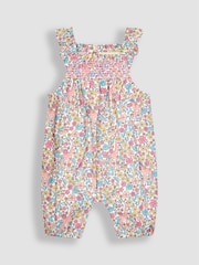 JoJo Maman Bébé Pink Giraffe Floral Sunsuit - Image 1 of 3