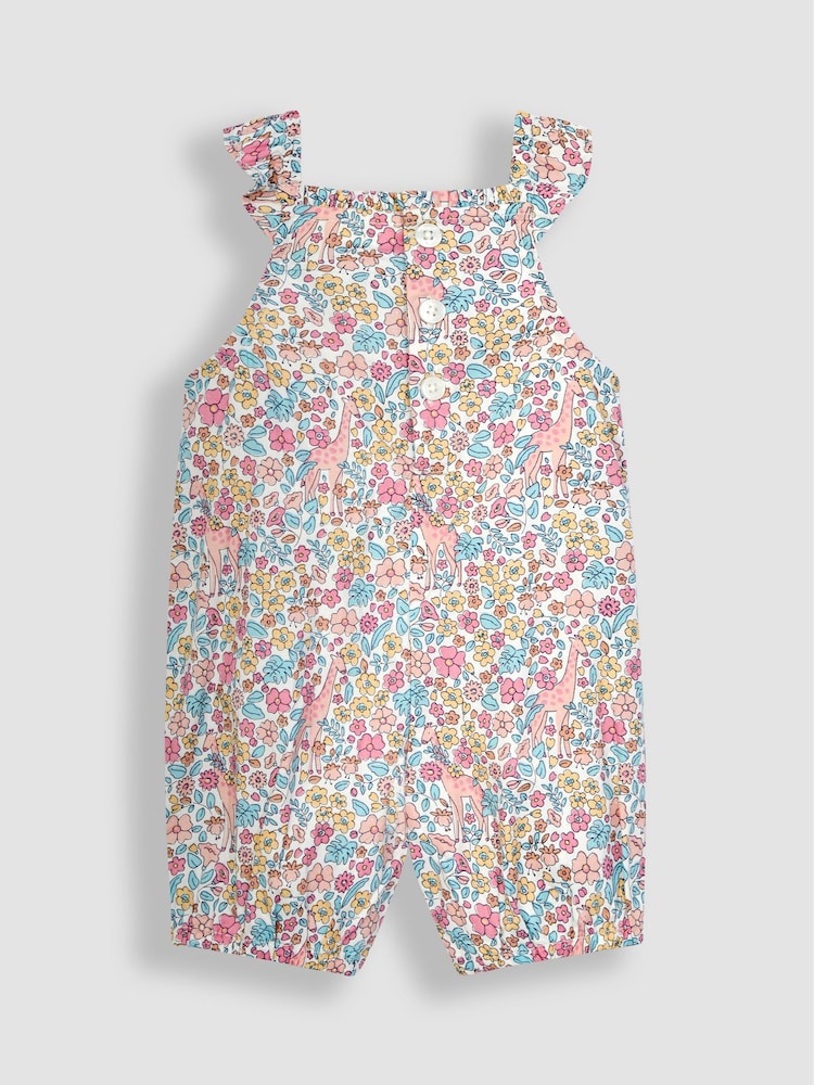 JoJo Maman Bébé Pink Giraffe Floral Sunsuit - Image 2 of 3