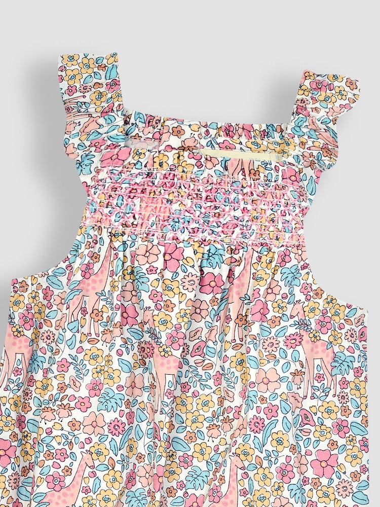 JoJo Maman Bébé Pink Giraffe Floral Sunsuit - Image 3 of 3