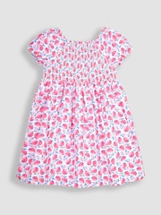 JoJo Maman Bébé Pink Strawberry Bloom Puff Sleeve Smocked Dress - Image 1 of 4