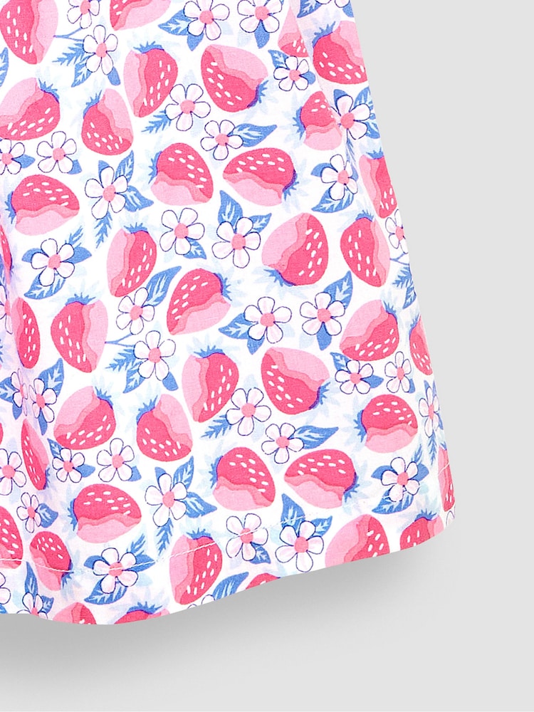JoJo Maman Bébé Pink Strawberry Bloom Puff Sleeve Smocked Dress - Image 4 of 4