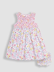 JoJo Maman Bébé Blue Meadow Floral Smocked Dress - Image 1 of 4