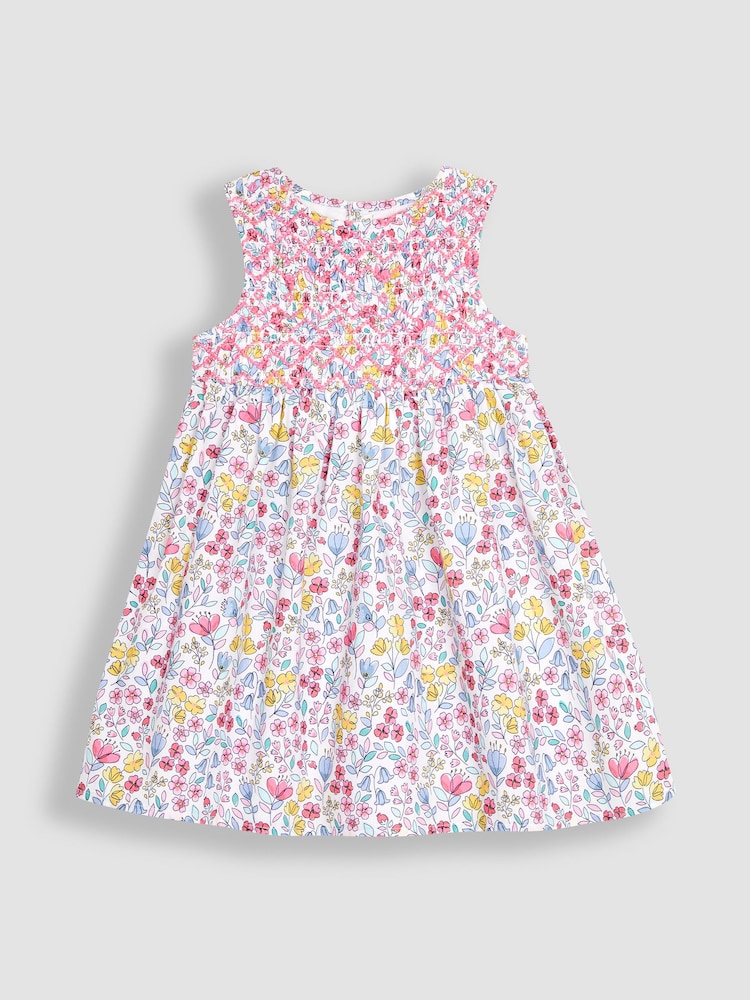 JoJo Maman Bébé Blue Meadow Floral Smocked Dress - Image 2 of 4
