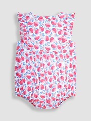 JoJo Maman Bébé Pink Strawberry Bloom Floral Bubble Romper - Image 1 of 3