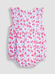 JoJo Maman Bébé Pink Strawberry Bloom Floral Bubble Romper - Image 2 of 3