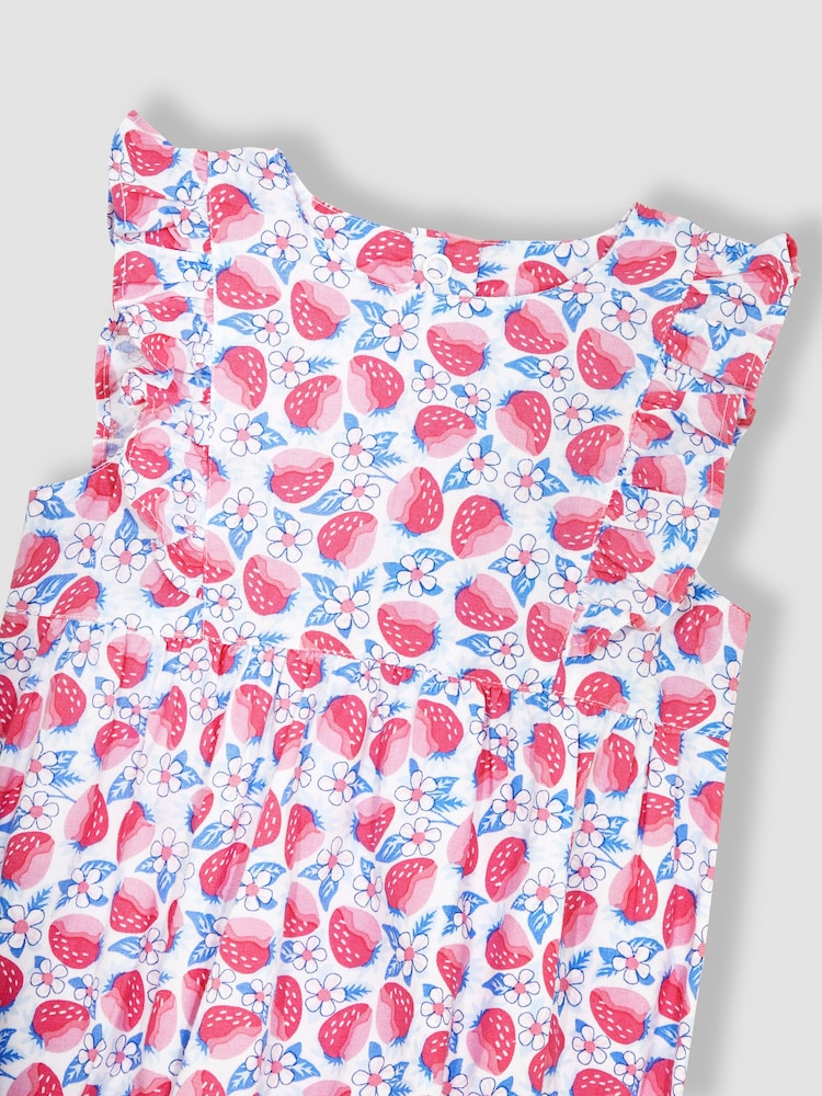JoJo Maman Bébé Pink Strawberry Bloom Floral Bubble Romper - Image 3 of 3