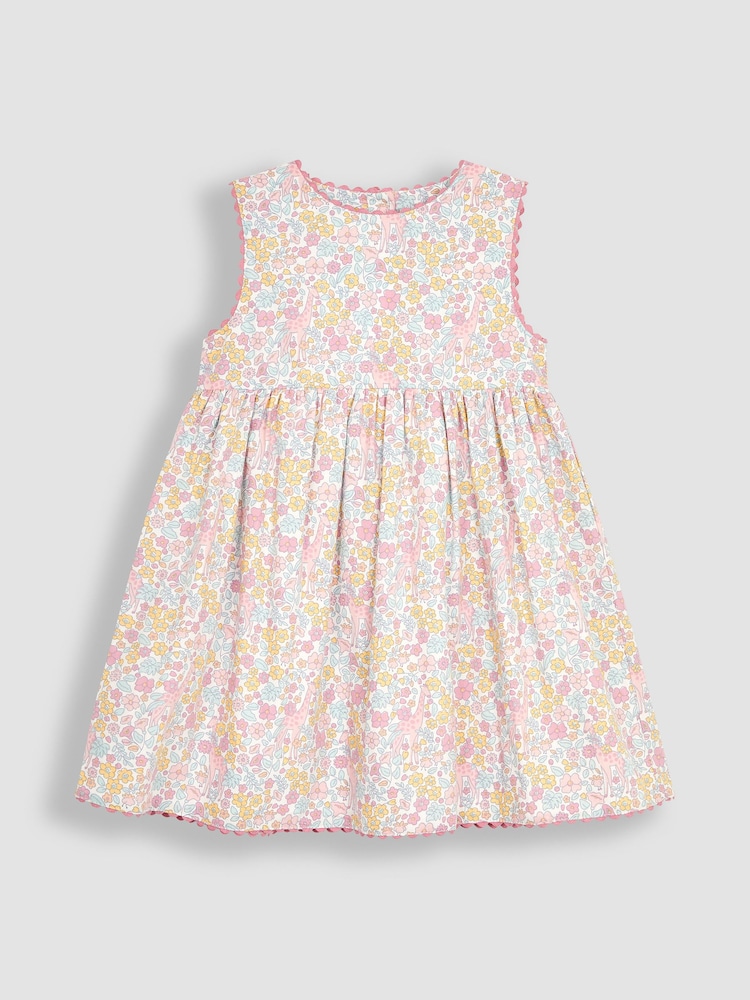 JoJo Maman Bébé Pink Giraffe Floral Summer Dress - Image 1 of 3