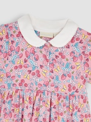 Vestido con estampado floral y cuello bebé con animalito en el bolsillo de punto de Jojo Maman Bébé - Imagen 7 de 7