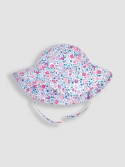 JoJo Maman Bébé Pink Ladybird Ditsy Floral Floppy Sun Hat - Image 1 of 3