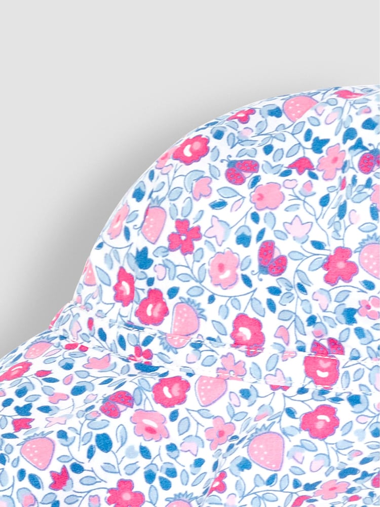 JoJo Maman Bébé Pink Ladybird Ditsy Floral Floppy Sun Hat - Image 2 of 3