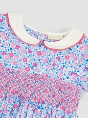 JoJo Maman Bébé Pink Ladybird Ditsy Embroidered Smocked Dress - Image 4 of 4