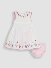 JoJo Maman Bébé White Strawberry Embroidered Baby Dress - Image 1 of 4