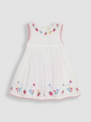 JoJo Maman Bébé White Strawberry Embroidered Baby Dress - Image 2 of 4