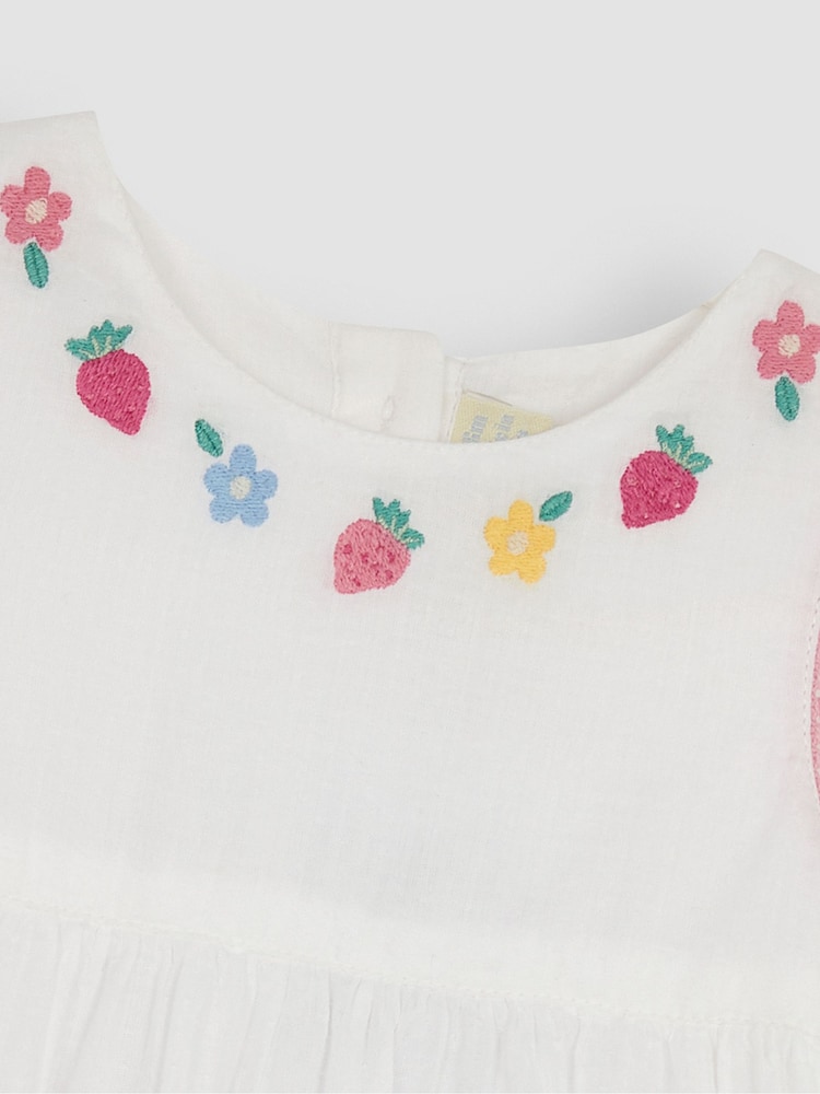 JoJo Maman Bébé White Strawberry Embroidered Baby Dress - Image 4 of 4