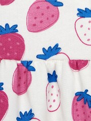 JoJo Maman Bébé Pink Strawberry Button Front Sweat Jersey Dress - Image 3 of 3